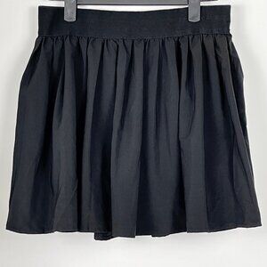 Black Pleated Mini Skort Buit In Shorts, Elastic Waist, Flowy A-Line, Size Med.